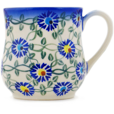 Polish Pottery Mug 13 oz Blue Thistle Beauty