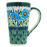 Polish Pottery Mug 13 oz Bright Blue Happiness UNIKAT