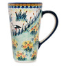 Polish Pottery Mug 13 oz Cranes In Golden Meadow UNIKAT