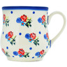 Polish Pottery Mug 13 oz Dancing Flowers UNIKAT