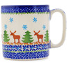 Polish Pottery Mug 13 oz Evergreen Moose