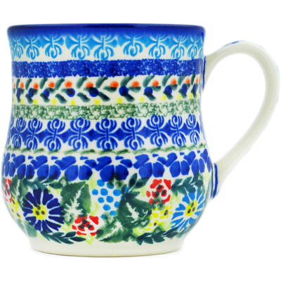 Polish Pottery Mug 13 oz Flor-de-lis UNIKAT