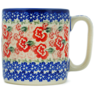 Polish Pottery Mug 13 oz Fluctuating Pansy&#039;s