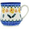 Polish Pottery Mug 13 oz Golden Flower Garden