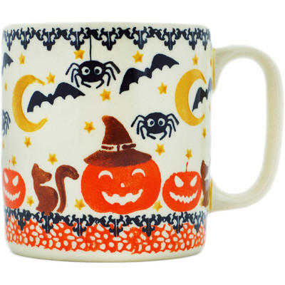 Polish Pottery Mug 13 oz Halloween Spooky Pumpkin