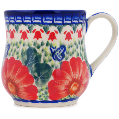Polish Pottery Mug 13 oz Happiness UNIKAT