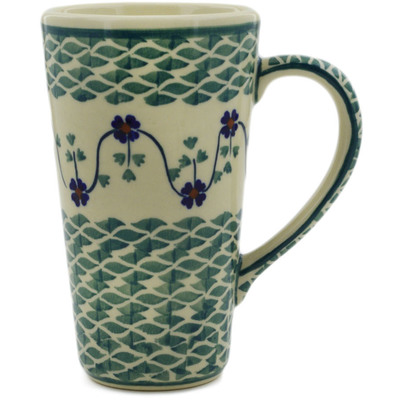 Polish Pottery Mug 13 oz Lucky Blue Clover
