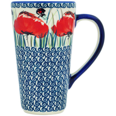Polish Pottery Mug 13 oz Lucky Ladybugs UNIKAT