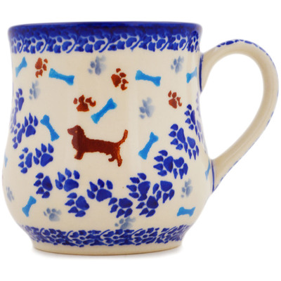Polish Pottery Mug 13 oz Natural UNIKAT