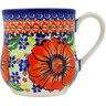 Polish Pottery Mug 13 oz Orange Zinnia UNIKAT