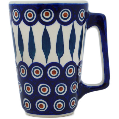 Polish Pottery Mug 13 oz Peacock Leaves