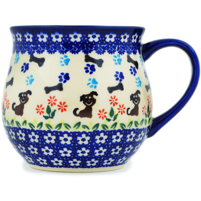 Polish Pottery Mug 13 oz Puppy Love UNIKAT