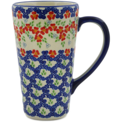 Polish Pottery Mug 13 oz Red Chains UNIKAT