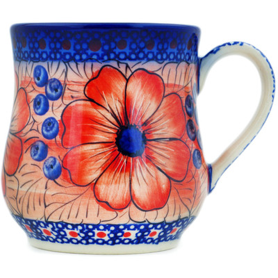 Polish Pottery Mug 13 oz Red Hot Summer UNIKAT