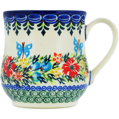 Polish Pottery Mug 13 oz Ring Of Flowers UNIKAT