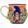 Polish Pottery Mug 13 oz Smurfette Lady Bird UNIKAT