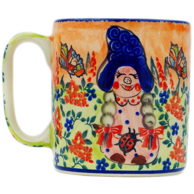 Polish Pottery Mug 13 oz Smurfette Lady Bird UNIKAT