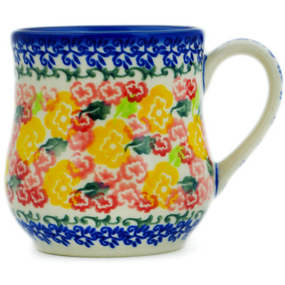 Polish Pottery Mug 13 oz Starburst Blooms