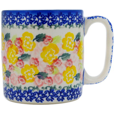 Polish Pottery Mug 13 oz Starburst Blooms