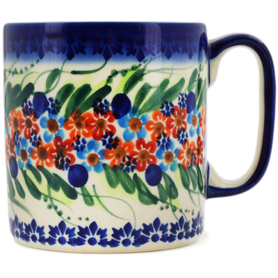 Polish Pottery Mug 13 oz Starburst Garland UNIKAT