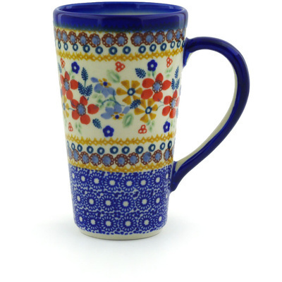 Polish Pottery Mug 13 oz Summer Bouquet UNIKAT