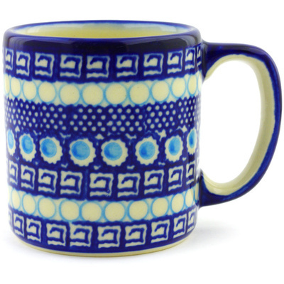 Polish Pottery Mug 13 oz Tribal Blue