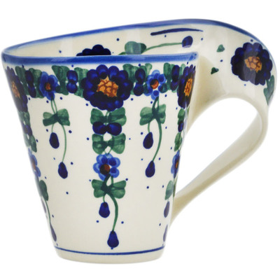 Polish Pottery Mug 13 oz Vines Of Blue UNIKAT