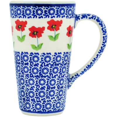 Polish Pottery Mug 13 oz Wind-blown Poppies