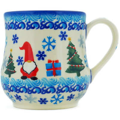Polish Pottery Mug 13 oz Winter Gnome
