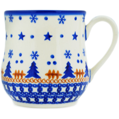 Polish Pottery Mug 13 oz Winter Snow