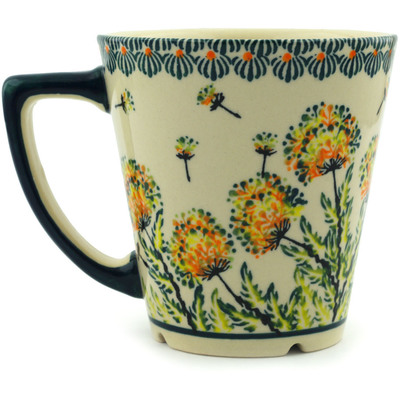 Polish Pottery Mug 13 oz Yellow Dandelions