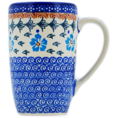 Polish Pottery Mug 14 oz Blue Cornflower