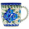 Polish Pottery Mug 14 oz Blue Pansy