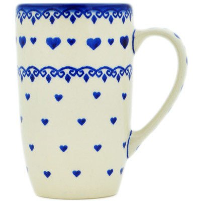 Polish Pottery Mug 14 oz Blue Valentine