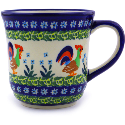 Polish Pottery Mug 14 oz Country Rooster UNIKAT