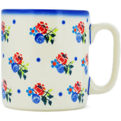 Polish Pottery Mug 14 oz Dancing Flowers UNIKAT