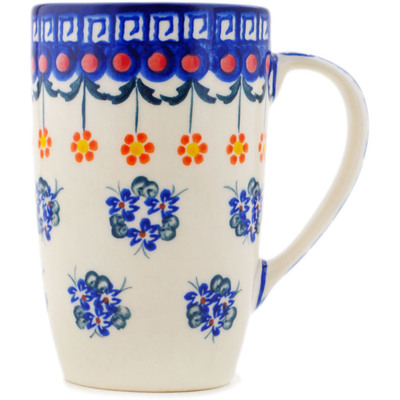 Polish Pottery Mug 14 oz Dark Blue Forget-me-not