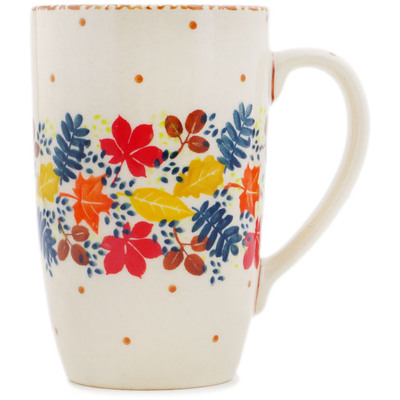 Polish Pottery Mug 14 oz Falling Leaves