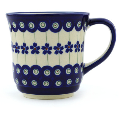 Polish Pottery Mug 14 oz Flowering Peacock