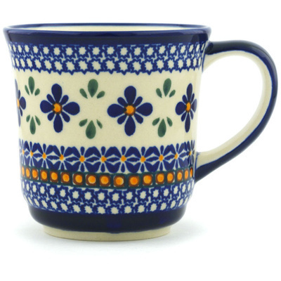 Polish Pottery Mug 14 oz Gangham Flower Chain