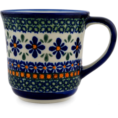 Polish Pottery Mug 14 oz Gingham Flowers