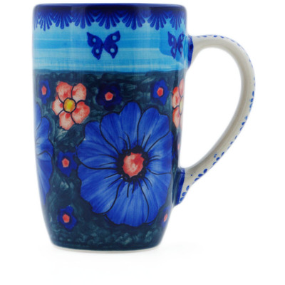 Polish Pottery Mug 14 oz Midnight Garden UNIKAT