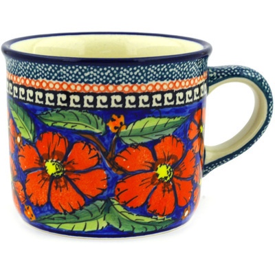 Polish Pottery Mug 14 oz Poppies UNIKAT