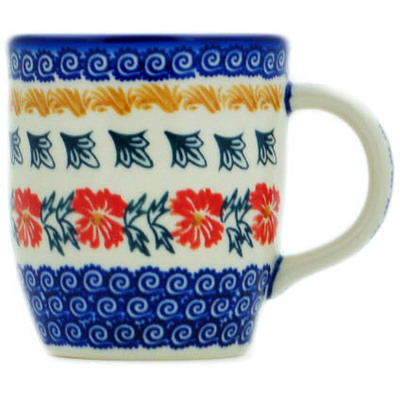 Polish Pottery Mug 14 oz Red Cornflower