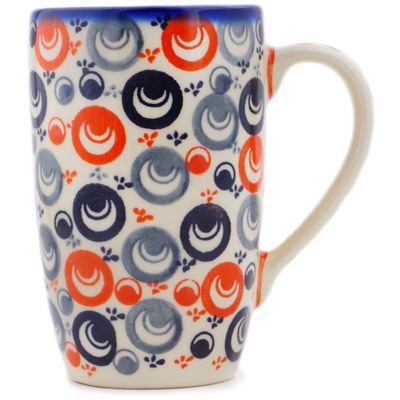 Polish Pottery Mug 14 oz Red Peacock Eye