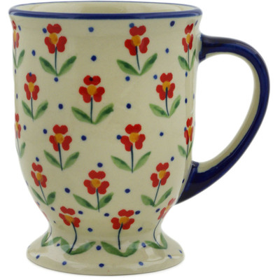 Polish Pottery Mug 14 oz Red Primrose