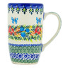 Polish Pottery Mug 14 oz Ring Of Flowers UNIKAT