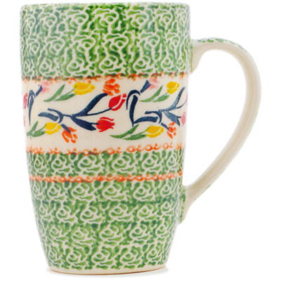 Polish Pottery Mug 14 oz Tulip Ring