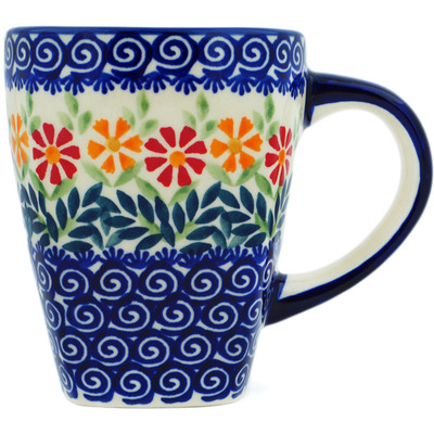 Polish Pottery Mug 14 oz Wave Of Flowers