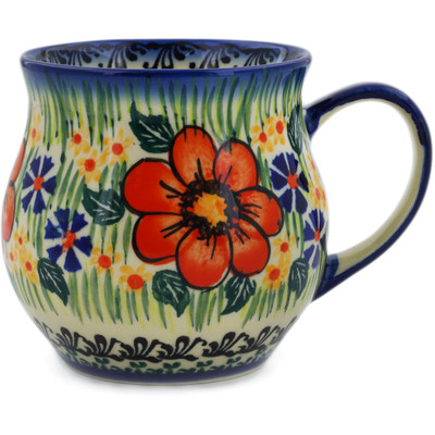 Polish Pottery Mug 14 oz Wild Bouquet UNIKAT